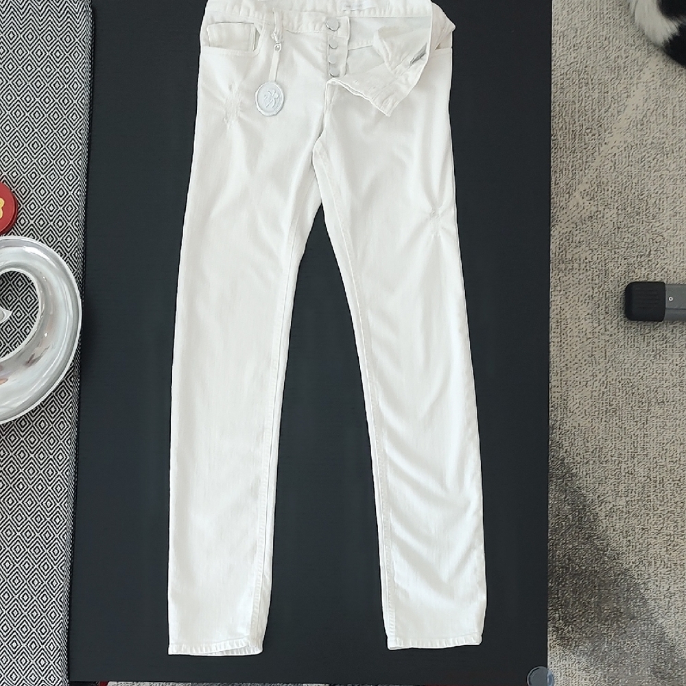 Black Orchid Button Fly White Skinny Jeans Mid Rise & Hang Tag FOB 27 Stretch